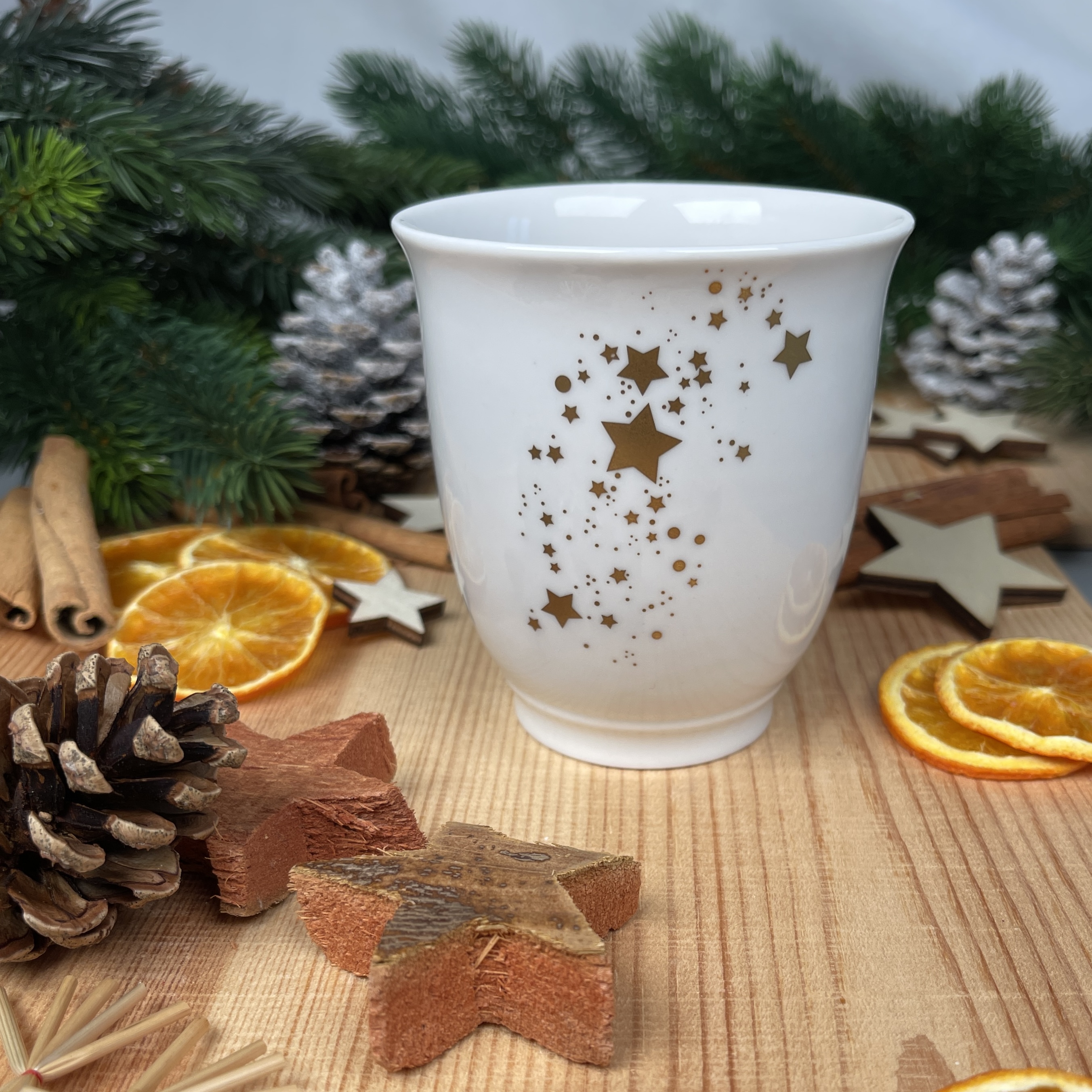 Becher Opal, weiß, Sterne, 300ml