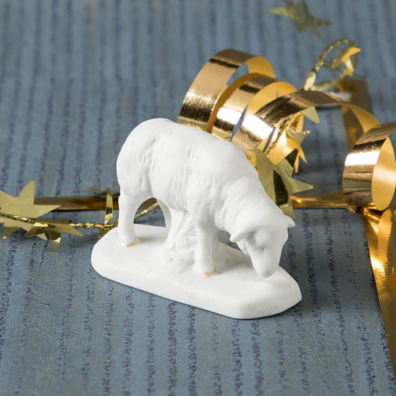 Krippenfigur, Schaf, Kopf gebeugt