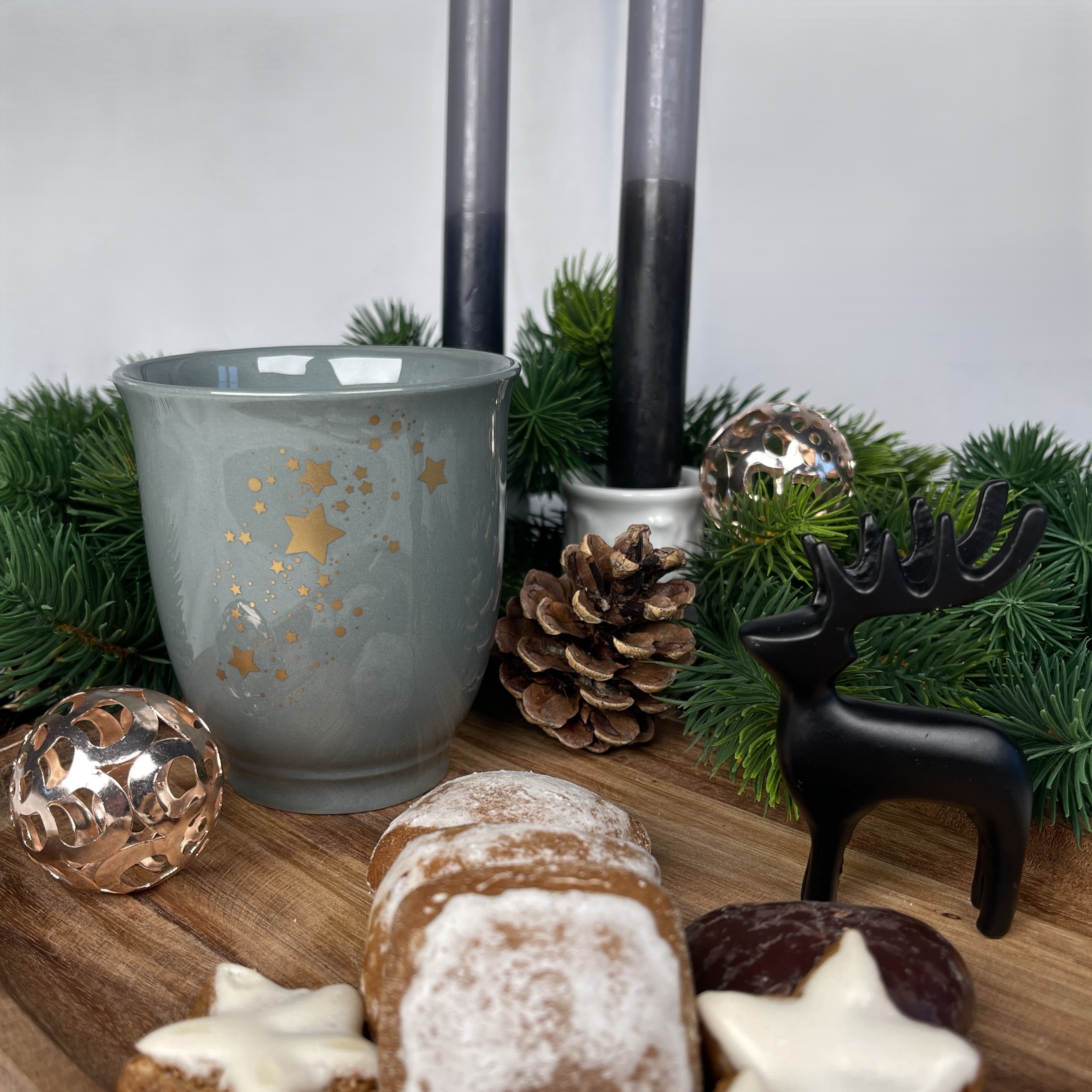 Becher Opal, perlgrau, Sterne, 300ml